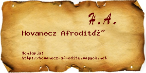 Hovanecz Afrodité névjegykártya